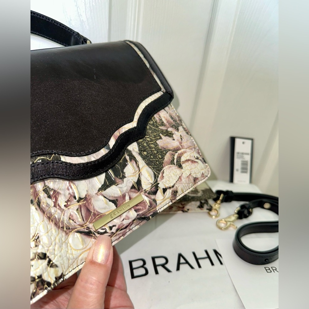 Brahmin Eden Garland Mini Francine Satchel & Ady Wallet Set Roses Gilded Leather - Picture 6 of 7